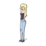 cartoon pretty woman shrugging shoulders N5