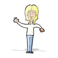 cartoon waving man with mustache N5