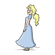 cartoon pretty woman in dress N17