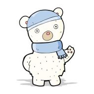 cartoon polar bear in winter hat and scarf N2