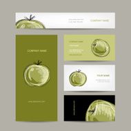 Set of business cards design apple sketch