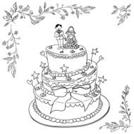 wedding cake in black and white