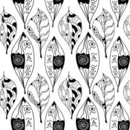 Black and white leaves Seamless pattern
