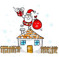 santa climbing a home