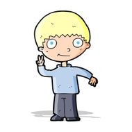 cartoon boy giving peace sign N4