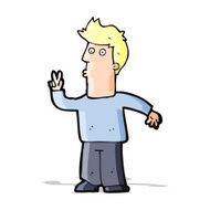 Cartoon Man Giving Peace Sign N22
