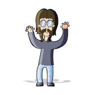 cartoon hippie man waving arms N3