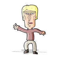 cartoon angry man waving warning N4