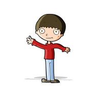 cartoon happy waving boy N9