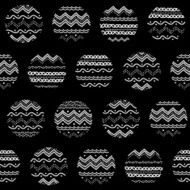 Abstract illustration with rounds and hand-drawn elements Seamless vector pattern