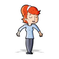 cartoon friendly woman shrugging shoulders N4