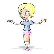 cartoon woman with arms spread wide N4