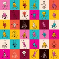 cartoon robot characters pattern N2