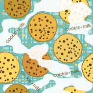 Cookies and milk Vector seamless pattern N2