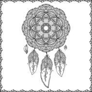 Black and white doodle dream catcher N2
