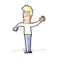 cartoon happy waving man N5