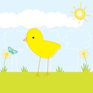 Cute Chick with Butterfly