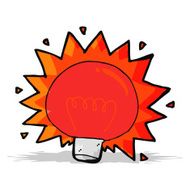 cartoon flashing red light bulb N3