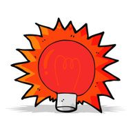 cartoon flashing red light bulb N4