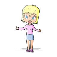 cartoon woman shrugging shoulders N196