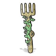 cartoon ornate wooden fork N4