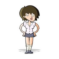 cartoon surprised woman with hands on hips N5