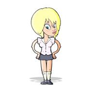 cartoon woman with hands on hips N95