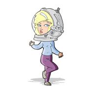cartoon woman wearing space helmet N8