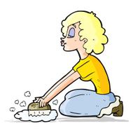 cartoon woman scrubbing floor N4