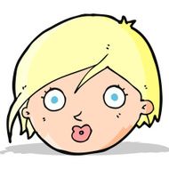 cartoon surprised female face N21