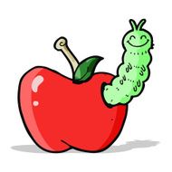 cartoon bug eating apple N8