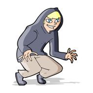 cartoon mischievous boy in hooded top N4
