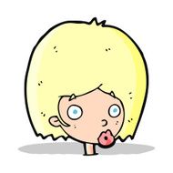 cartoon surprised female face N22