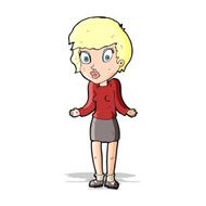 cartoon woman shrugging shoulders N198