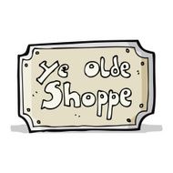 cartoon old fake shop sign N4