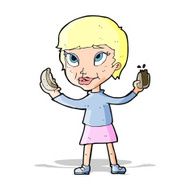 cartoon woman eating hotdogs N3