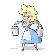cartoon milkmaid carrying buckets N5
