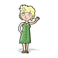 cartoon hippie woman waving N3