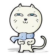 cartoon funny cat wearing scarf N7