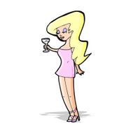 cartoon woman at party N7