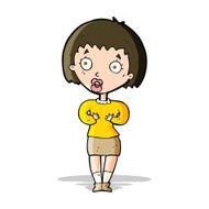 cartoon woman making Who Me? gesture N16