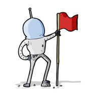cartoon astronaut planting flag N4