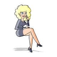 cartoon office woman sitting N5