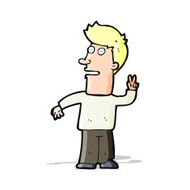 cartoon man making peace sign N4