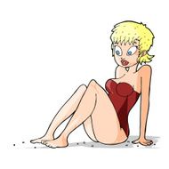 cartoon woman in swimsuit N3