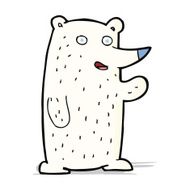 cartoon waving polar bear N22