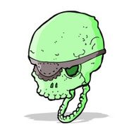 cartoon spooky skull with eye patch N5