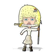 cartoon woman with knife and harpoon N4