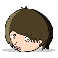 cartoon female face with raised eyebrow N4
