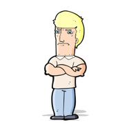 cartoon annoyed man with folded arms N7
